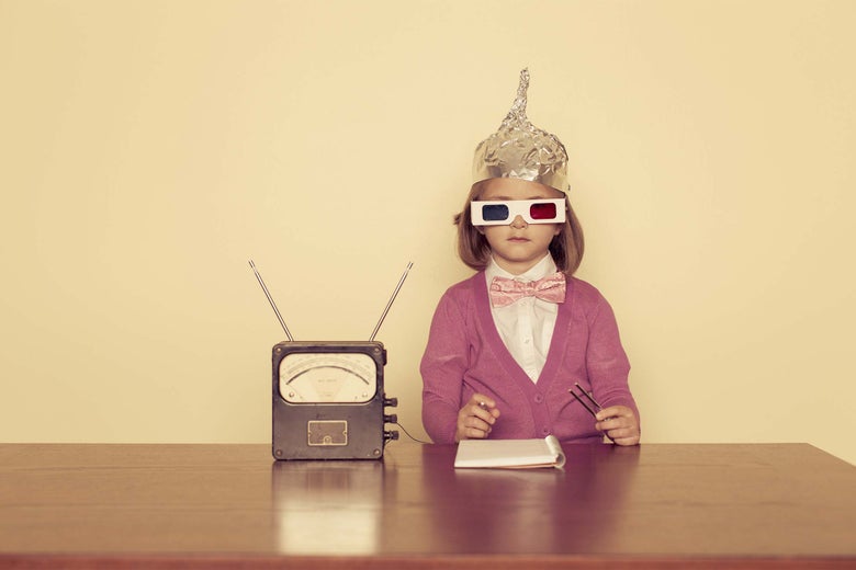 Kid communicating with extraterrestrials.